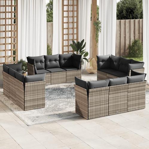 vidaXL 12-delige Loungeset met kussens poly rattan, Tuin en Terras, Tuinsets en Loungesets, Loungeset, Nieuw, Rotan, Verzenden