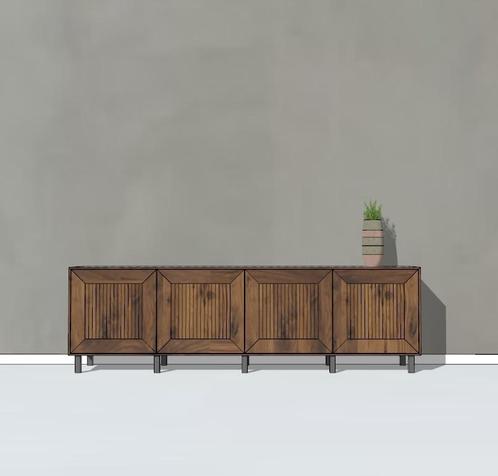 Noten dressoir Jelke | greep loos | massief notenhout, Huis en Inrichting, Kasten | Dressoirs, 25 tot 50 cm, Met deur(en), Met plank(en)