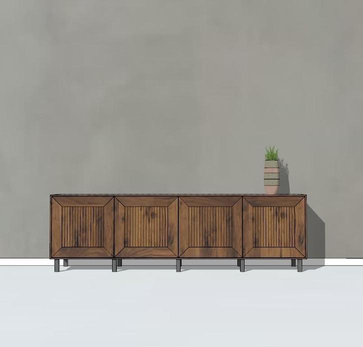 Noten dressoir Jelke | greep loos | massief notenhout, Huis en Inrichting, Kasten | Dressoirs, 25 tot 50 cm, Met deur(en), Met plank(en)