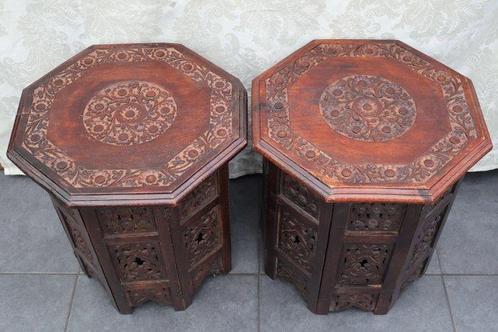 Bijzettafel - Mahonie - Twee tafels - achthoekig blad, Antiek en Kunst, Curiosa en Brocante