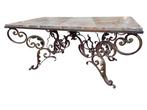 Middentafel - Marmer, Smeedijzer - Basis in verguld, Antiek en Kunst, Curiosa en Brocante