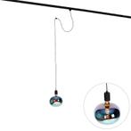 Hanglamp met rail ophanging zwart incl. LED G220 - Cavalux, Nieuw, Glas, Industrieel
