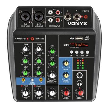 Retourdeal - Vonyx VMM100 4-kanaals mengpaneel met Bluetooth