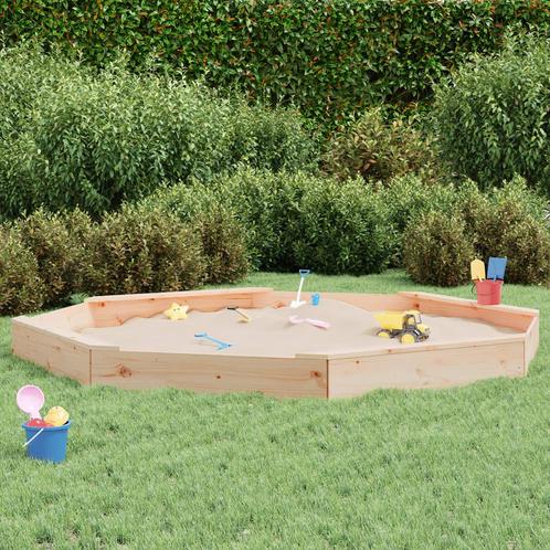 vidaXL Zandbak met bankjes achthoekig massief grenenhout, Kinderen en Baby's, Speelgoed | Buiten | Zandbakken, Nieuw, Verzenden
