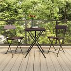 vidaXL 3-delige Bistroset inklapbaar poly rattan bruin, Tuin en Terras, Tuinsets en Loungesets, Verzenden, Nieuw, Rotan, 3 zitplaatsen