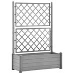 Plantenbak met Latwerk Grijs - Retourdeal voor Tuinliefhe..., Kunststof, 100 cm of meer, Nieuw, Ophalen of Verzenden