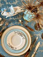 Tafelkleed voor grote tafels, blauw damast - Tafelkleed  -, Antiek en Kunst