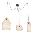 Landelijke buiten hanglamp rotan 3-lichts - Calamus, Tuin en Terras, Buitenverlichting, Nieuw, Overige materialen, Minder dan 50 watt