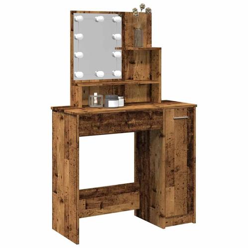 vidaXL Kaptafel met LED-verlichting 86,5x35x136 cm oud, Huis en Inrichting, Tafels | Salontafels, 50 tot 100 cm, Nieuw, Overige houtsoorten