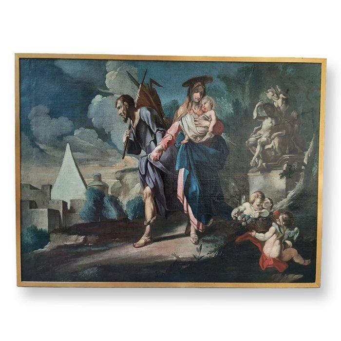 Nicola Grassi (1682-1748), Cerchia di - Fuga in Egitto, Antiek en Kunst, Kunst | Schilderijen | Klassiek