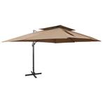 vidaXL Zweefparasol met dubbel dak 400x300 cm taupe, Tuin en Terras, Parasols, Verzenden, Nieuw, Meer dan 4 meter, Zweefparasol