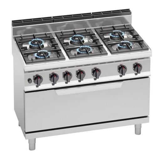 GGM Gastro | Gasfornuis - 42 kW - 6-pits - incl. statische |, Witgoed en Apparatuur, Fornuizen, Inbouw, Verzenden