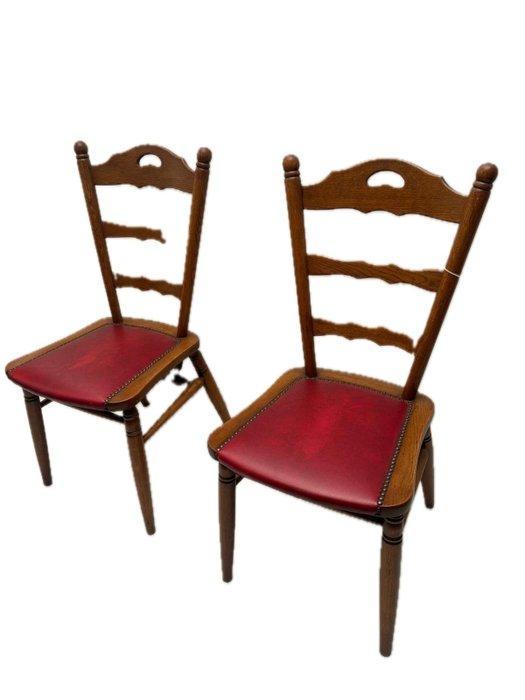 Stoel (2) - Circa 1900 Victoriaanse Fauteuil Set met Lederen, Antiek en Kunst, Antiek | Overige Antiek