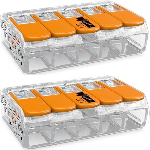 WAGO - Lasklem Set 2 Stuks - 5 Polig met Klemmetjes - Oranje, Doe-het-zelf en Verbouw, Elektra en Kabels, Nieuw, Ophalen of Verzenden