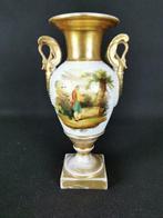 Vaso impero dorato - porcellana decorata - altezza 22 cm -