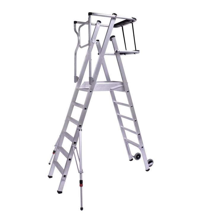 Verstelbare Protect Flex magazijntrap 3 t/m 8 treden, Doe-het-zelf en Verbouw, Ladders en Trappen, Nieuw, Verzenden