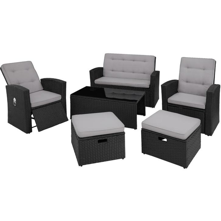 Wicker zitgroep Bari - zwart, Tuin en Terras, Tuinsets en Loungesets, Verzenden