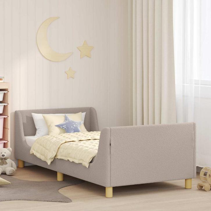vidaXL Bedframe voor kinderen met hoofdbord Lichtgrijs 90 x, Huis en Inrichting, Slaapkamer | Bedden, Nieuw, Stof, Verzenden