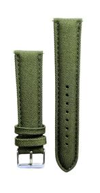 Canvas Horlogeband 20 mm - Groen/Silver - Mannen, Sieraden, Tassen en Uiterlijk, Horloges | Heren, Overige merken, Overige materialen