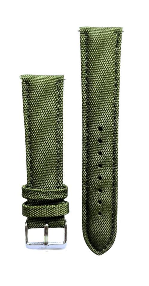 Canvas Horlogeband 20 mm - Groen/Silver - Mannen, Sieraden, Tassen en Uiterlijk, Horloges | Heren, Overige materialen, Nieuw, Overige materialen