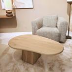 Organische vorm salontafel | kolom poot | massief eikenhout, 100 tot 150 cm, Eikenhout, Nieuw, Overige vormen