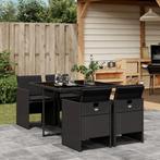vidaXL 5-delige Tuinset met kussens poly rattan zwart, Tuin en Terras, 4 zitplaatsen, Nieuw, Tuinset, Verzenden
