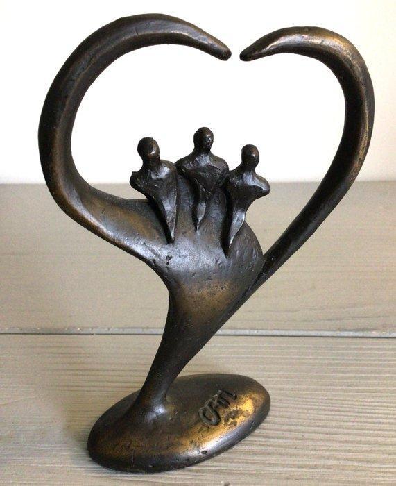 Corry Ammerlaan - sculptuur, “ Hart voor elkaar “ - 12 cm -, Antiek en Kunst, Curiosa en Brocante