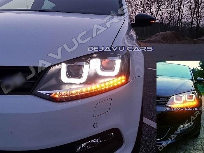 Xenon Look U LED Koplampen voor Volkswagen Polo 6R / 6C, Auto diversen, Tuning en Styling, Ophalen of Verzenden