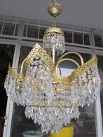 Kroonluchter - Verguld messing - Antique crystal lamp, Antiek en Kunst, Antiek | Lampen