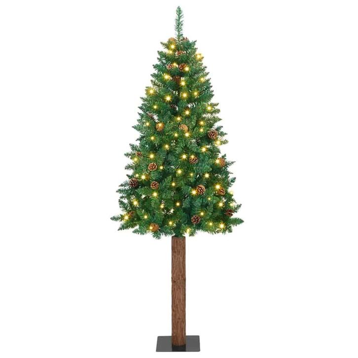 vidaXL Slanke Kerstboom Groen 180 cm PVC en massief, Diversen, Kerst, Nieuw, Verzenden