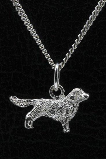 Zilveren Clumber spaniel met staart ketting hanger - klein, Sieraden, Tassen en Uiterlijk, Kettinghangers, Verzenden
