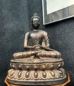 Grote boeddha zittend op dubbele lotus - Brons - Tibet/Nepal