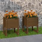 vidaXL Plantenbakken 2 st 40x40x52,5 cm massief grenenhout, Verzenden, Nieuw, Hout, Minder dan 60 cm