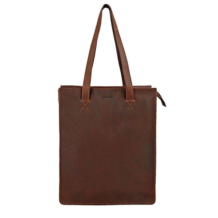 Landley Leren Dames Shopper 13 inch Laptoptas - Cognac, Computers en Software, Laptoptassen, Nieuw, Verzenden