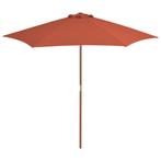 vidaXL Parasol met houten paal 270 cm terracotta, Verzenden, Nieuw