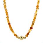Citrien collier met gouden sluiting 14 krt, Sieraden, Tassen en Uiterlijk, Kettingen, Ophalen of Verzenden, Nieuw