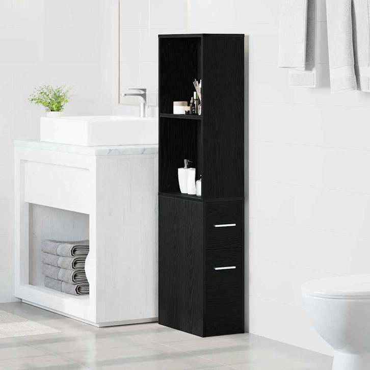 vidaXL Nauwe badkamer kast Zwart eiken 22 x 41 x 135 cm, Huis en Inrichting, Kasten | Overige, Nieuw, Verzenden