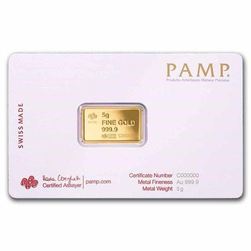 5 gram - Goud - 5 Gram 9999 PAMP Suisse America The Free -, Postzegels en Munten, Edelmetalen en Baren