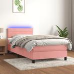 vidaXL Boxspring met matras en LED fluweel roze 90x200 cm, 90 cm, Eenpersoons, Verzenden, Nieuw