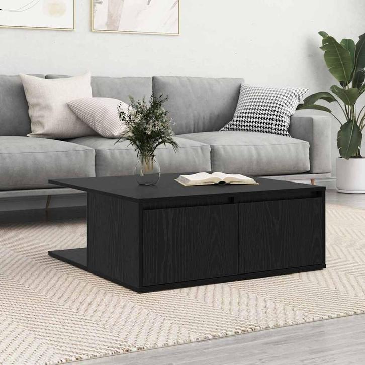 vidaXL Salontafel met lade Zwart eiken 80 x 80 x 31 cm, Huis en Inrichting, Tafels | Salontafels, Nieuw, 50 tot 100 cm, Overige houtsoorten