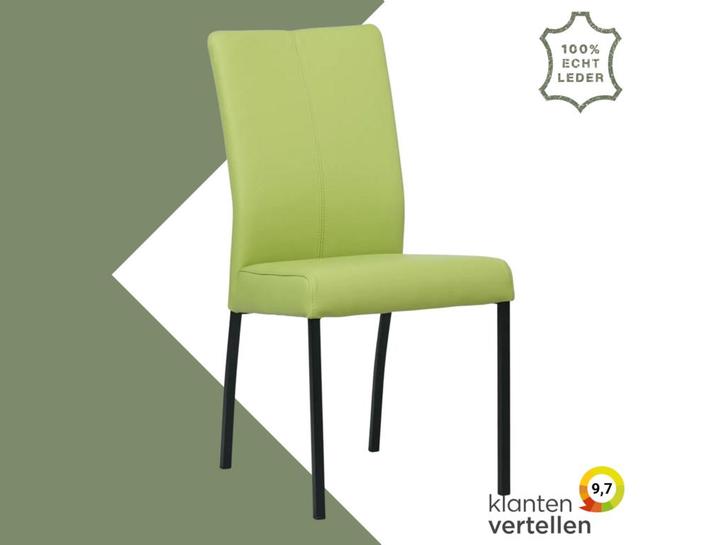 Leren eetkamerstoel Comfort - Hermes Lime (felgroen) -, Huis en Inrichting, Stoelen, Eén, Overige kleuren, Nieuw, Leer, Ophalen of Verzenden