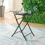 Klaptafel Sande tuintafel metaal rond 71xØ62 cm zwart [en.ca, Tuin en Terras, Tuintafels, Verzenden, Nieuw