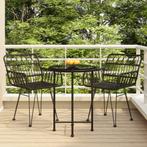 vidaXL 3-delige Tuinset poly rattan zwart, Tuin en Terras, Tuinsets en Loungesets, 3 zitplaatsen, Nieuw, Tuinset, Verzenden