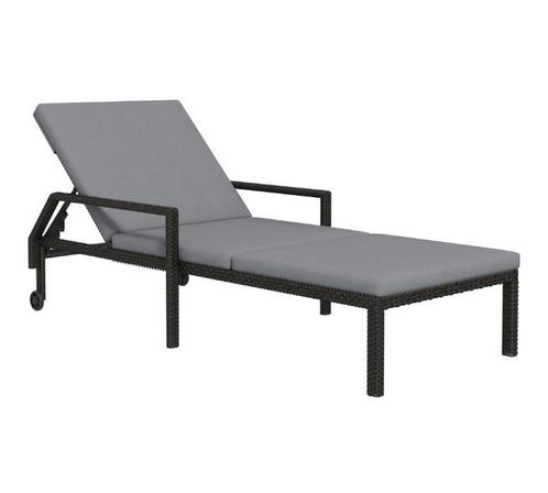 Rotan Ligstoel Met Verstelbare Rugleuning – Zwart, grijs, Tuin en Terras, Tuinstoelen, Nieuw, Inklapbaar, Verstelbaar, Metaal