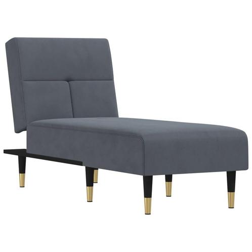 Chaise Longue Donkergrijs Fluweel - Retourdeal - 42% Kort..., Huis en Inrichting, Banken | Sofa's en Chaises Longues, Minder dan 150 cm