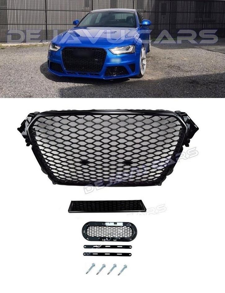 RS4 Look Front Grill Black Edition voor Audi A4 B8.5 /  S li, Auto diversen, Tuning en Styling, Ophalen of Verzenden