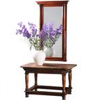 Notenhouten schouwspiegel Historisme ca 1880 met zuilen No95, Antiek en Kunst, Ophalen of Verzenden