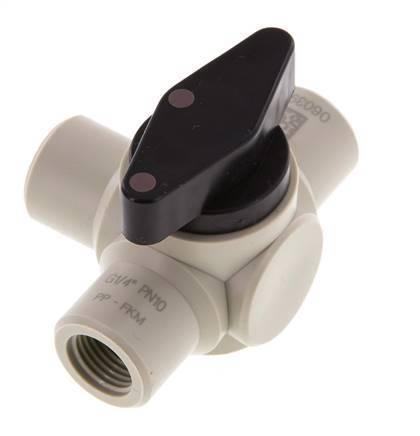 PP 3-weg Kogelkraan G 1/4 FKM Vacuüm, Doe-het-zelf en Verbouw, Overige Doe-het-zelf en Verbouw, Nieuw, Verzenden