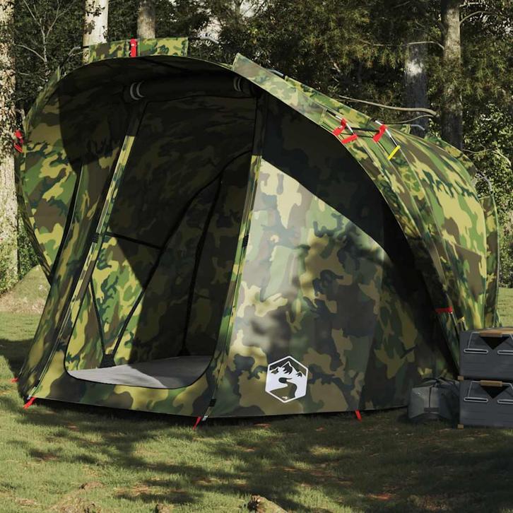 vidaXL Vistent 4-persoons waterdicht camouflage, Caravans en Kamperen, Tenten, Nieuw, tot en met 2, Verzenden
