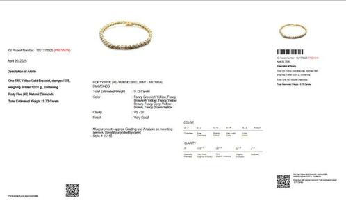 Armband - 14 karaat Geel goud - 9.73ct. tw. Diamant, Sieraden, Tassen en Uiterlijk, Armbanden